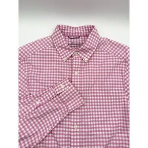 Vineyard Vines Shirt Mens S Pink Gingham Check OTG Performance On The Go Nylon